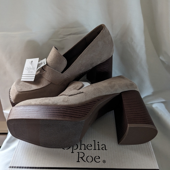 Ophelia Roe Rachel Shoes chunky heel slip on platform style suede - Picture 3 of 10